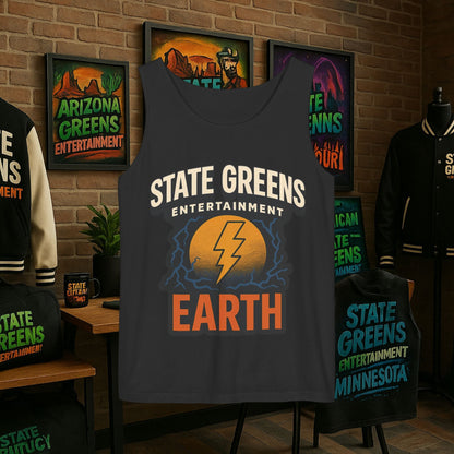 Vintage Earth Graphic Tank Top, Summer Festival Fashion, Eco-Friendly Apparel, Unisex Tee Gift for Friends, Vintage-Inspired Shirt