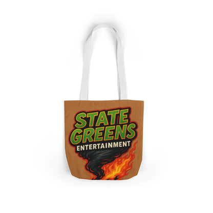 State Greens Entertainment Canvas Tote Bag, Stylish Reusable Grocery Tote, Eco-Friendly Shopping Bag, Festival Essentials, Party Favor