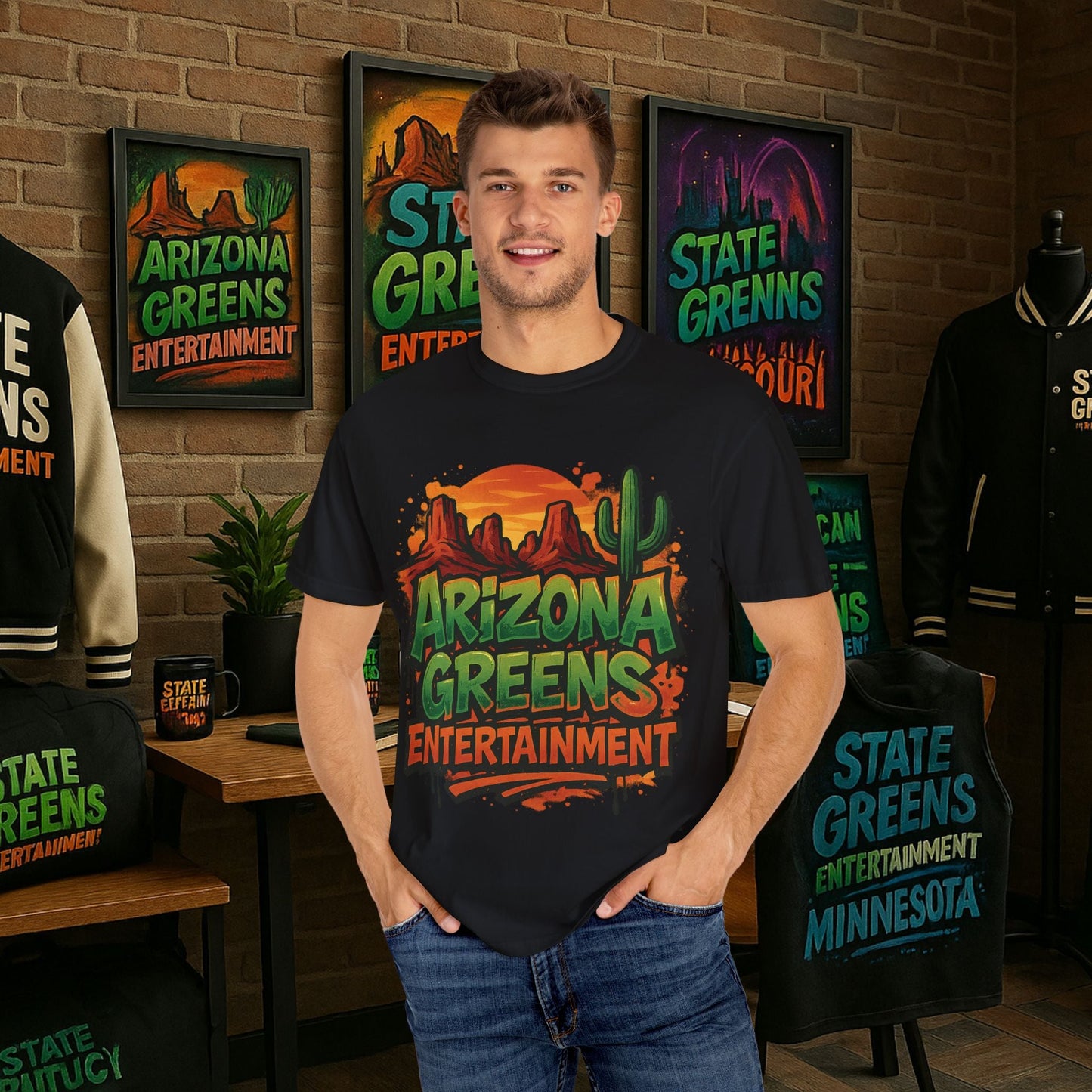 Arizona Greens Unisex Garment-Dyed T-Shirt, Vintage Style Tee, Gift for Outdoors Enthusiasts, Summer Fun Shirt, Southwest Apparel