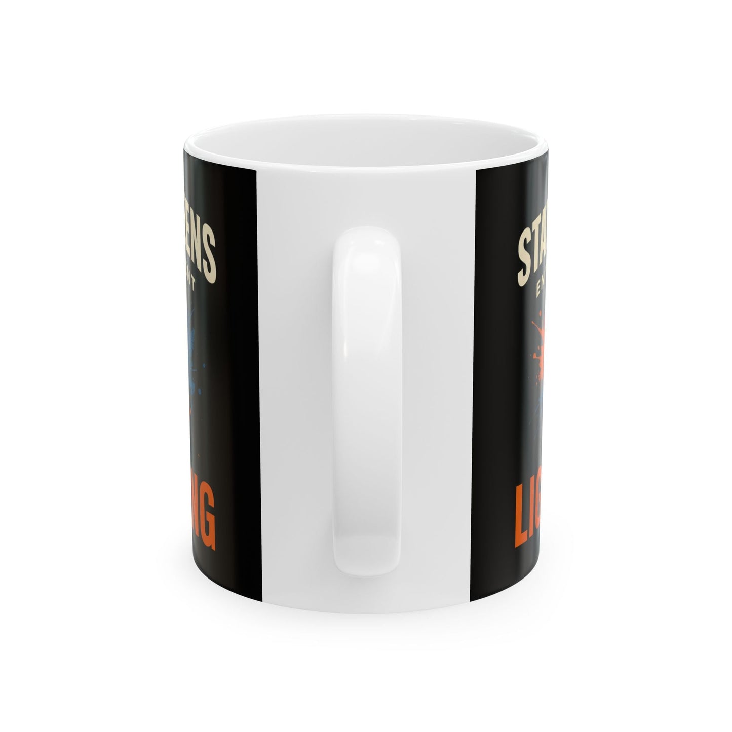 Lightning Ceramic Mug | Cool Music Lover Gift | Retro Vibe Drinkware, Home Office Décor, Unique Tea Cup, Lightning Bolt Coffee Mug, Trendy