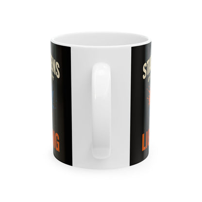 Lightning Ceramic Mug | Cool Music Lover Gift | Retro Vibe Drinkware, Home Office Décor, Unique Tea Cup, Lightning Bolt Coffee Mug, Trendy