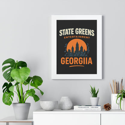Urban Vibe Framed Vertical Poster - Georgia Cityscape Wall Art for Home Decor, Music Lovers Gift, Unique Art Display, City Skyline Art Print