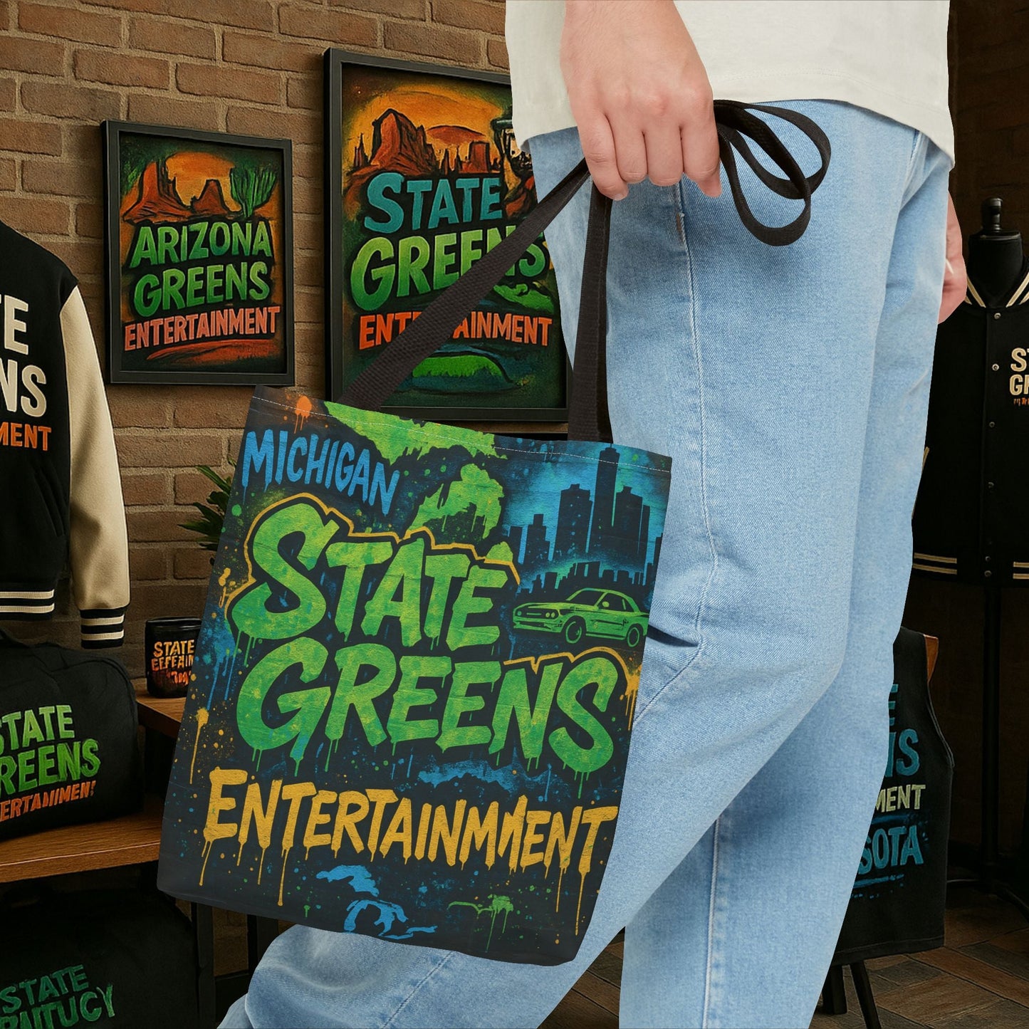 Michigan State Greens Tote Bag, Fun Graphic Bag for Shopping, Arts & Crafts, Eco-Friendly Gift, Unique Design for Michigan Lovers, Festival