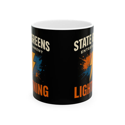 Lightning Ceramic Mug | Cool Music Lover Gift | Retro Vibe Drinkware, Home Office Décor, Unique Tea Cup, Lightning Bolt Coffee Mug, Trendy