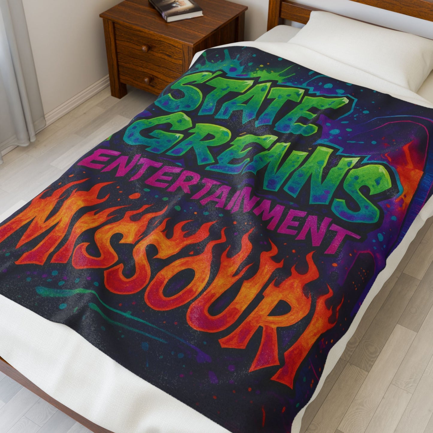 Missouri Theme Velveteen Plush Blanket, Cozy Night Home Décor, Vibrant Soft Warm Gift, Comfortable Sofa Throw, Holiday Winter Bedding