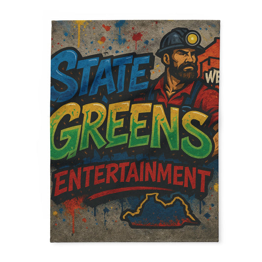 Vintage Mining Art Fleece Blanket, Cozy Throw for Home Decor, Unique Gift for Him, Stylish Couch Cover, Perfect for Cozy Nights, State