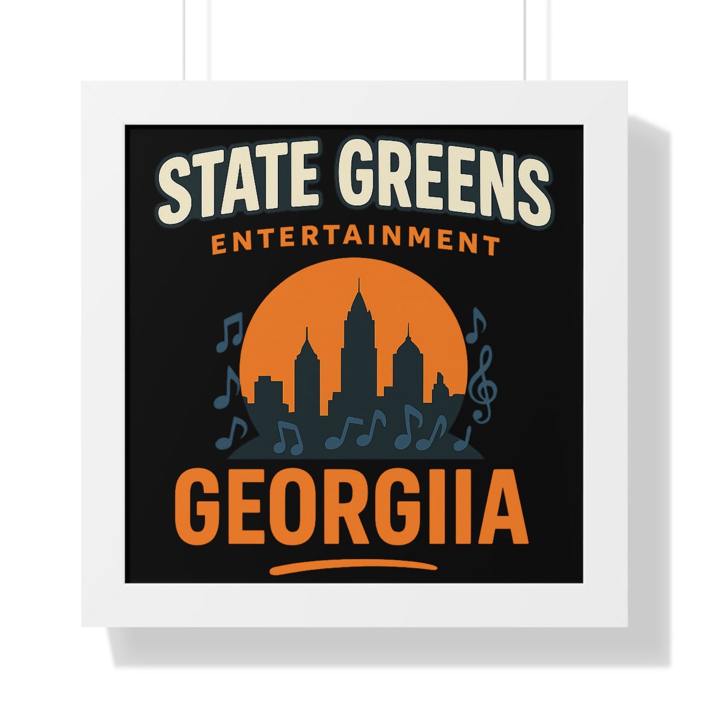 Urban Vibe Framed Vertical Poster - Georgia Cityscape Wall Art for Home Decor, Music Lovers Gift, Unique Art Display, City Skyline Art Print