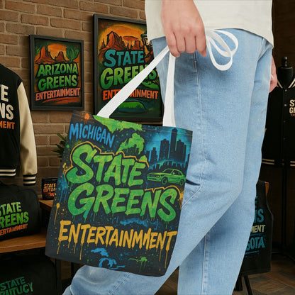 Michigan State Greens Tote Bag, Fun Graphic Bag for Shopping, Arts & Crafts, Eco-Friendly Gift, Unique Design for Michigan Lovers, Festival