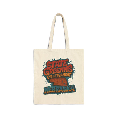 Retro State Greens Tote Bag, Nebraska State Pride, Eco-Friendly Shopping Bag, Gift for Travelers, Festival Tote, Gardening Bag