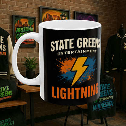 Lightning Ceramic Mug | Cool Music Lover Gift | Retro Vibe Drinkware, Home Office Décor, Unique Tea Cup, Lightning Bolt Coffee Mug, Trendy