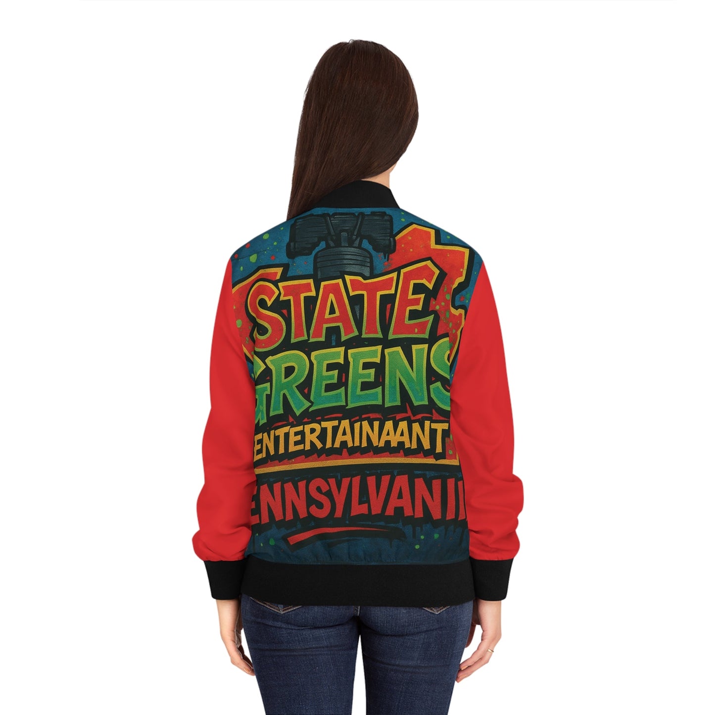 Bomber Jacket, Street Art Style, Women's Outerwear, Customizable Fashion, Urban Chic Look, Gift for Women, Trendy Trendsetter, Vibrant