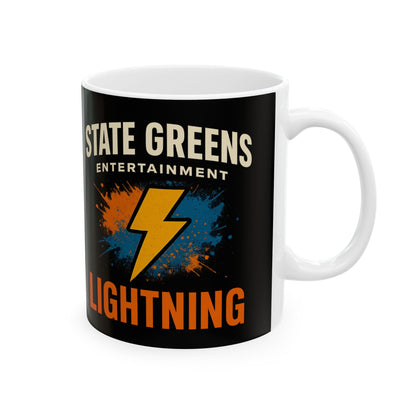 Lightning Ceramic Mug | Cool Music Lover Gift | Retro Vibe Drinkware, Home Office Décor, Unique Tea Cup, Lightning Bolt Coffee Mug, Trendy