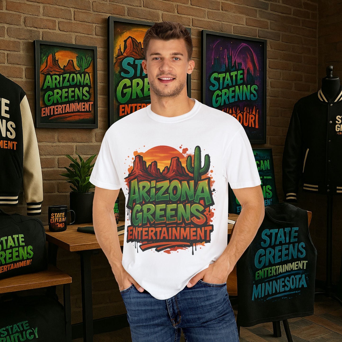 Arizona Greens Unisex Garment-Dyed T-Shirt, Vintage Style Tee, Gift for Outdoors Enthusiasts, Summer Fun Shirt, Southwest Apparel