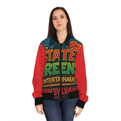 Bomber Jacket, Street Art Style, Women's Outerwear, Customizable Fashion, Urban Chic Look, Gift for Women, Trendy Trendsetter, Vibrant